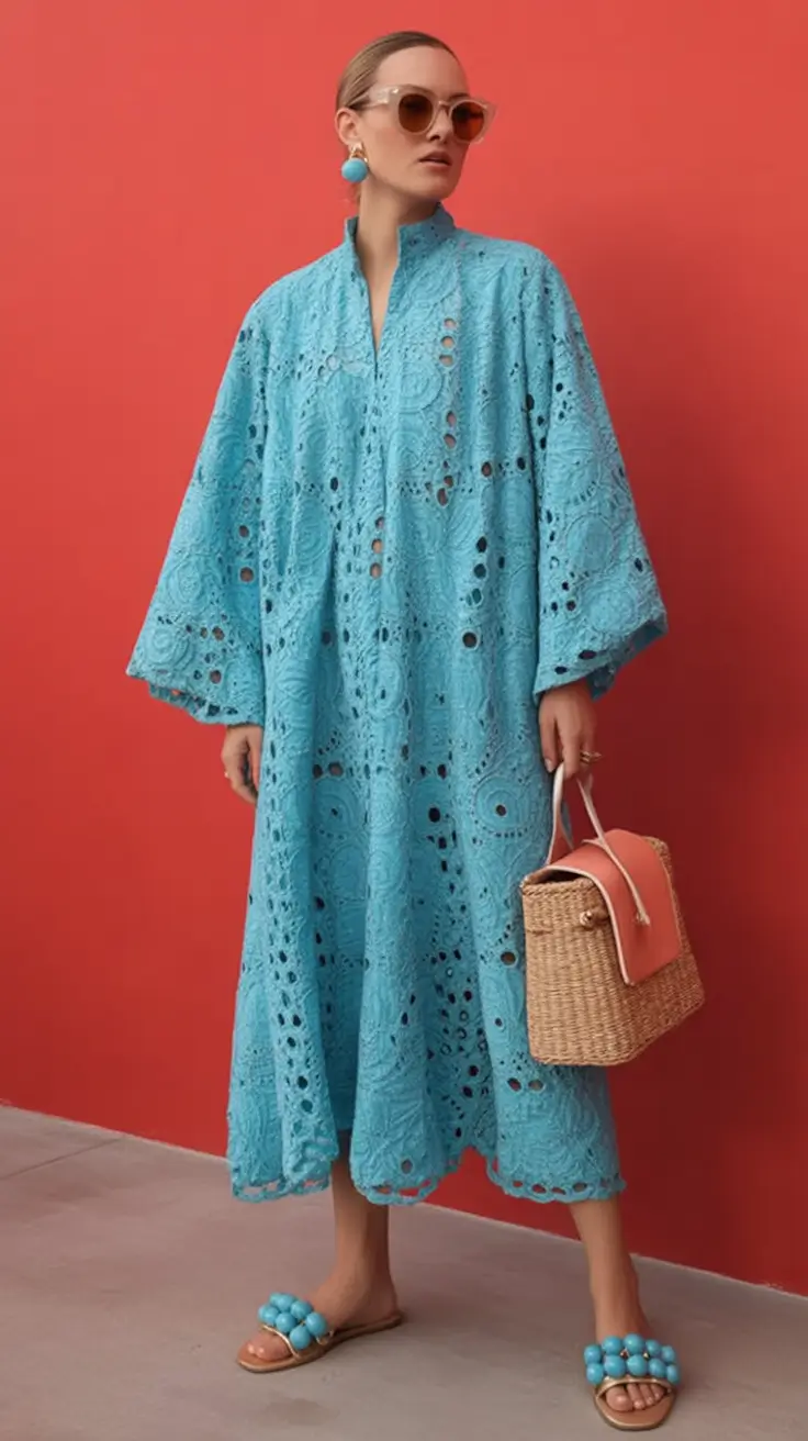 july 2025 outfits youll live in bright blue crochet and straw accents