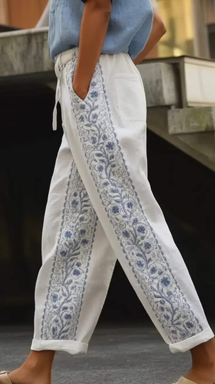 July 2025 Outfits You’ll Live In Boho Linen with a Blue Whisper