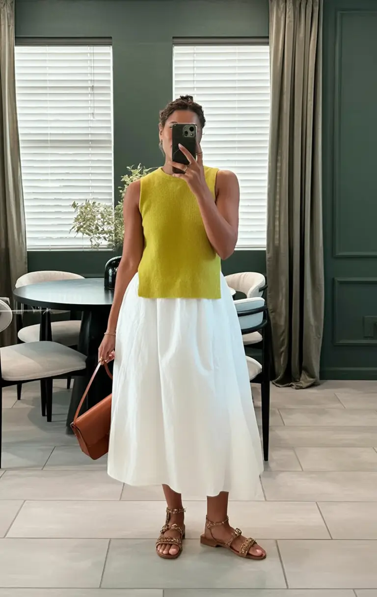 July 2025 Outfits You’ll Live In Modern Vest & White Skirt Minimalism