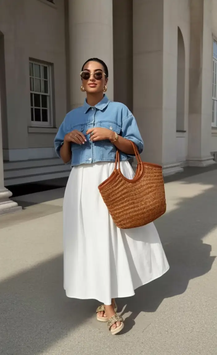 July 2025 Outfits You’ll Live In Denim Contrast with Classic Flow