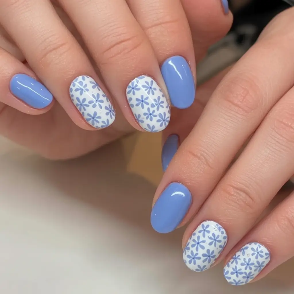 july nails you’ll want in 2025 Periwinkle Daisy Picnic