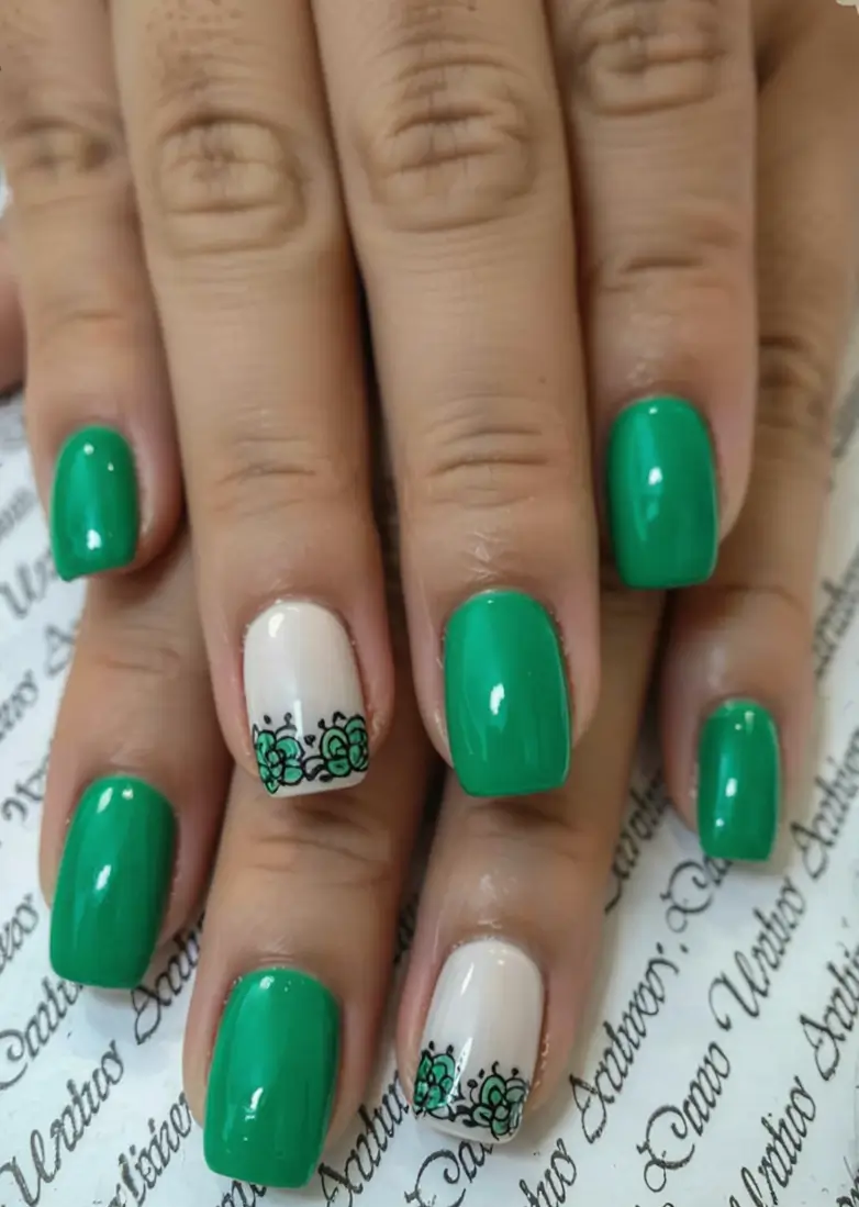 july nails you’ll want in 2025 Succulent Chic in Green & White