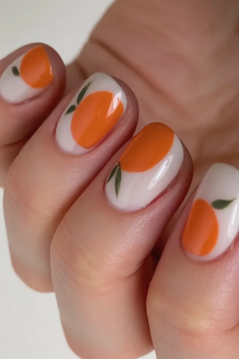 july nails you’ll want in 2025 Peach Please! Summer Fruit Pop