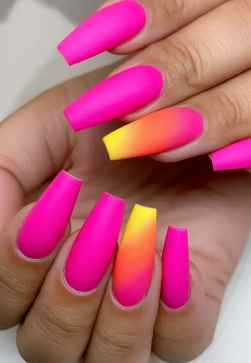 July Nails You’ll Want in 2025 Sunset Sorbet Fade