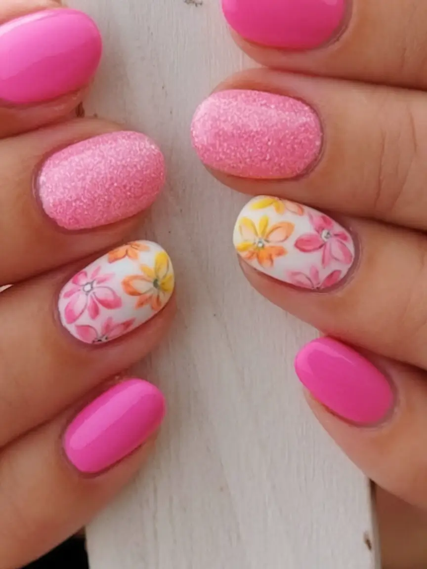 July Nails You’ll Want in 2025 Pink Lemonade Florals