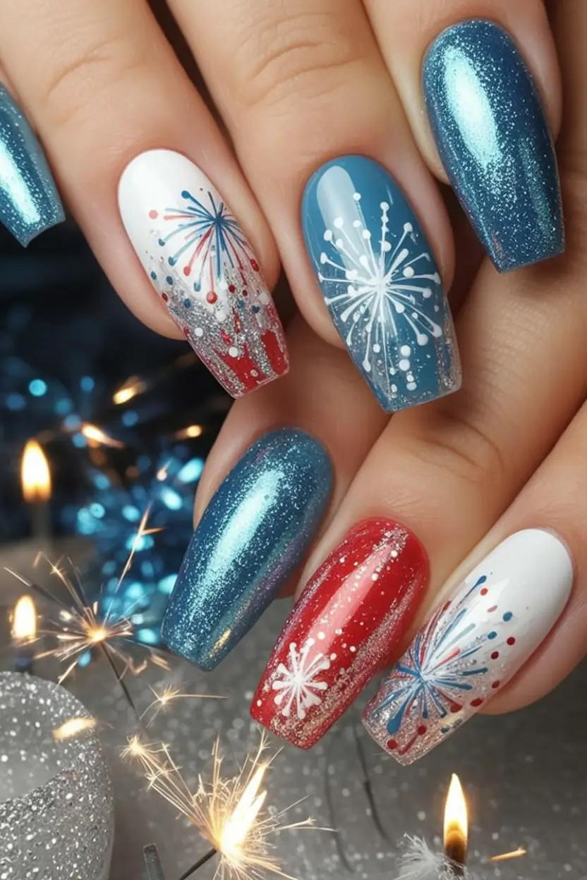 july nails you’ll want in 2025 Sparkle & Boom: Firework Fantasy