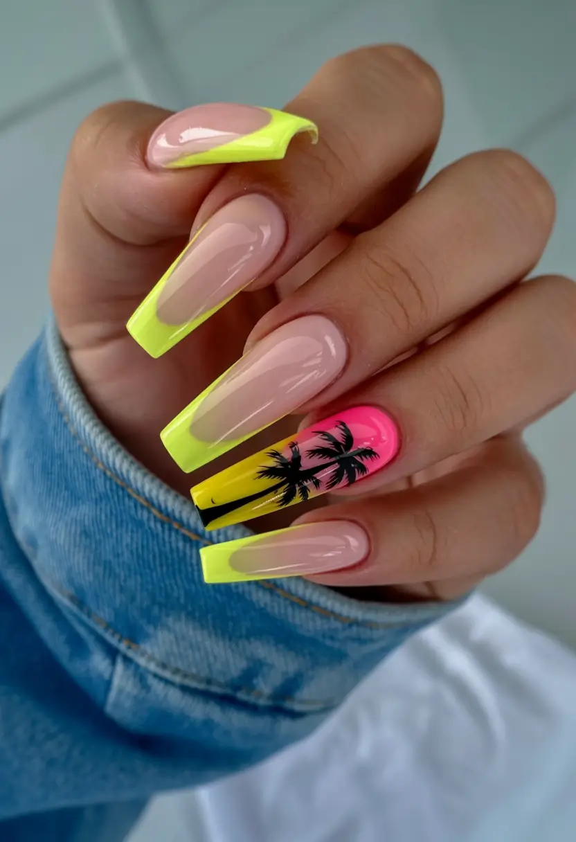 July Nails You’ll Want in 2025 Neon Sunset Escape