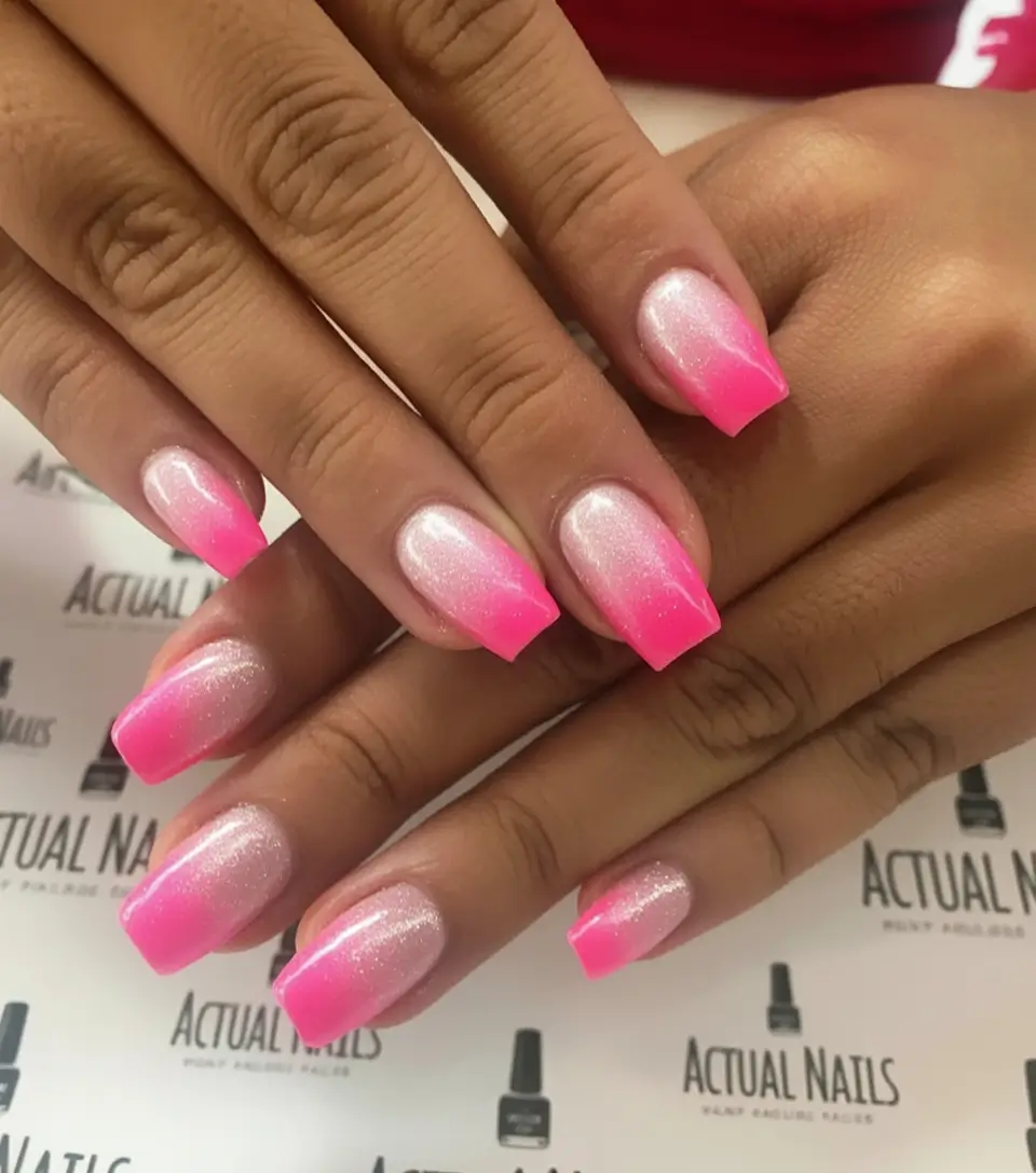 july nails you’ll want in 2025 Dreamy Pink Shimmer Fade