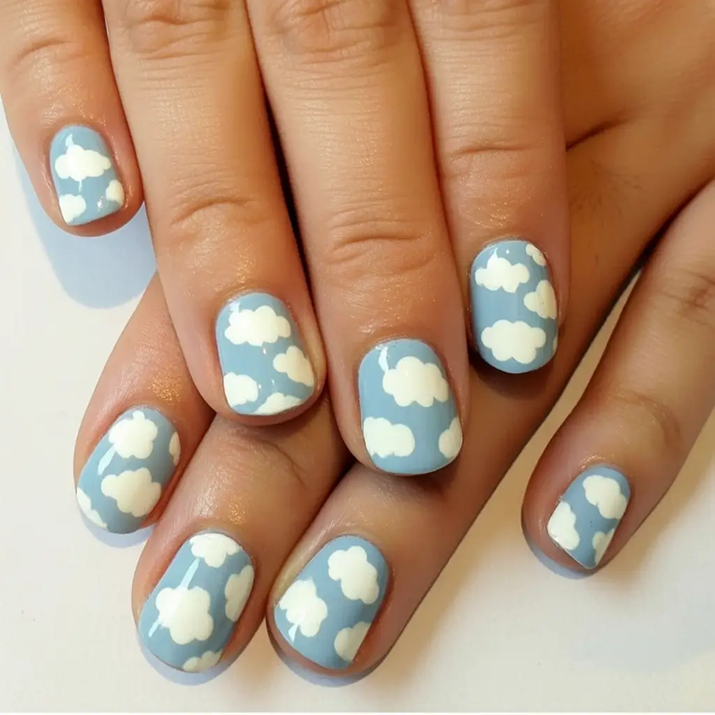 july nails you’ll want in 2025 Cloud Nine Blue Skies