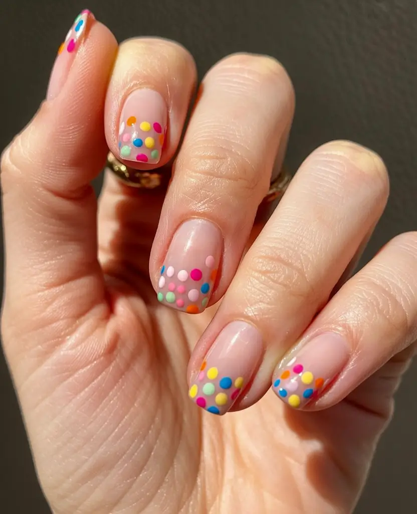 Best June Nail Colors for 2025 confetti dot overload