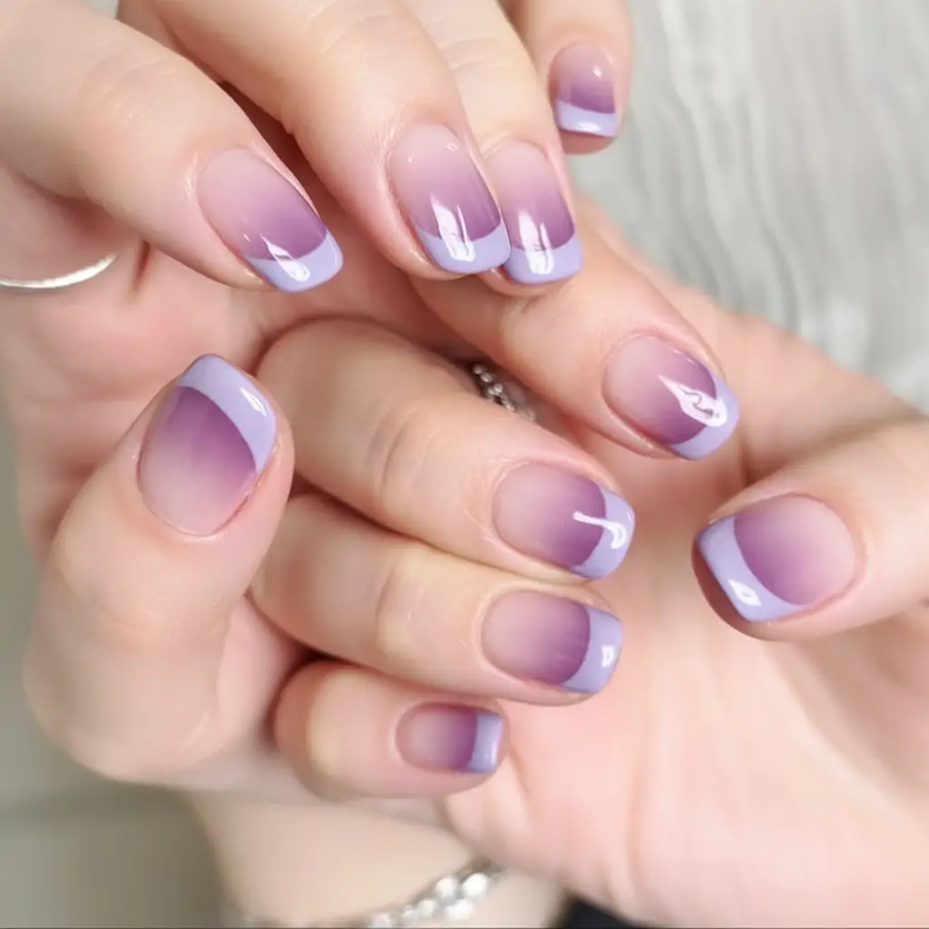 Best June Nail Colors for 2025 Lavender Mist French With Abstract Tips