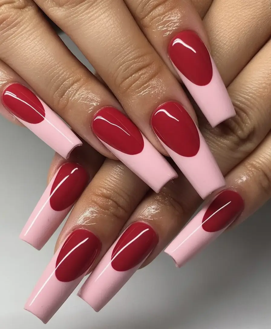 Best June Nail Colors for 2025 Cherry-Pop Half Moons on Bubblegum Pink