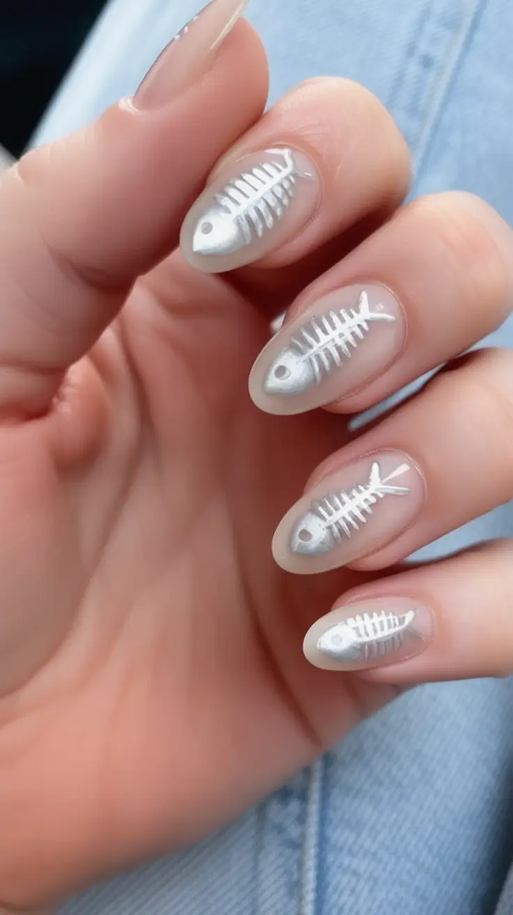June 2025 Nails You’ll Love Metallic Skeleton Fish Bones