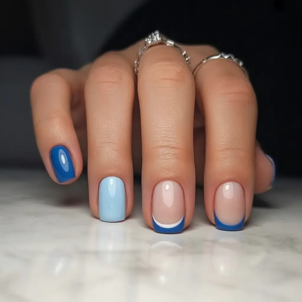 June 2025 Nails You’ll Love Ombre Blues and French Half-Moons