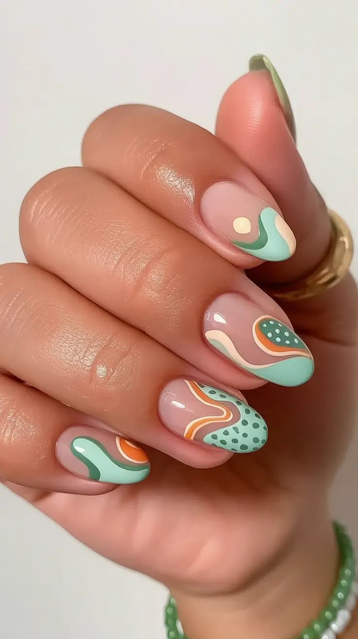 June 2025 Nails You’ll Love Mint Waves & Retro Dots