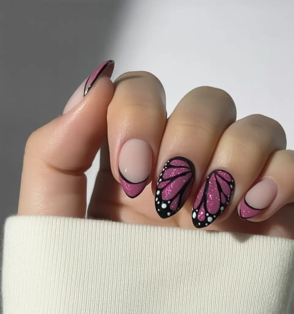 June 2025 Nails You’ll Love Butterfly Wings & Dusty Pink Tips