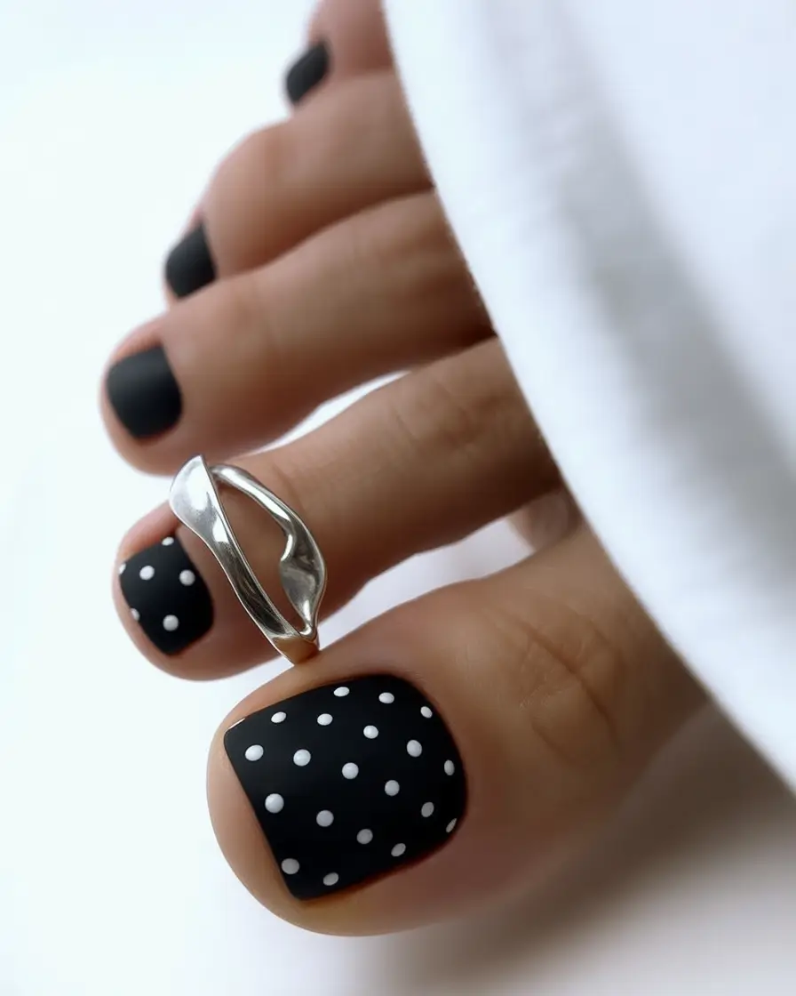 June 2025 Toes with Style Matte Noir & Retro Dots