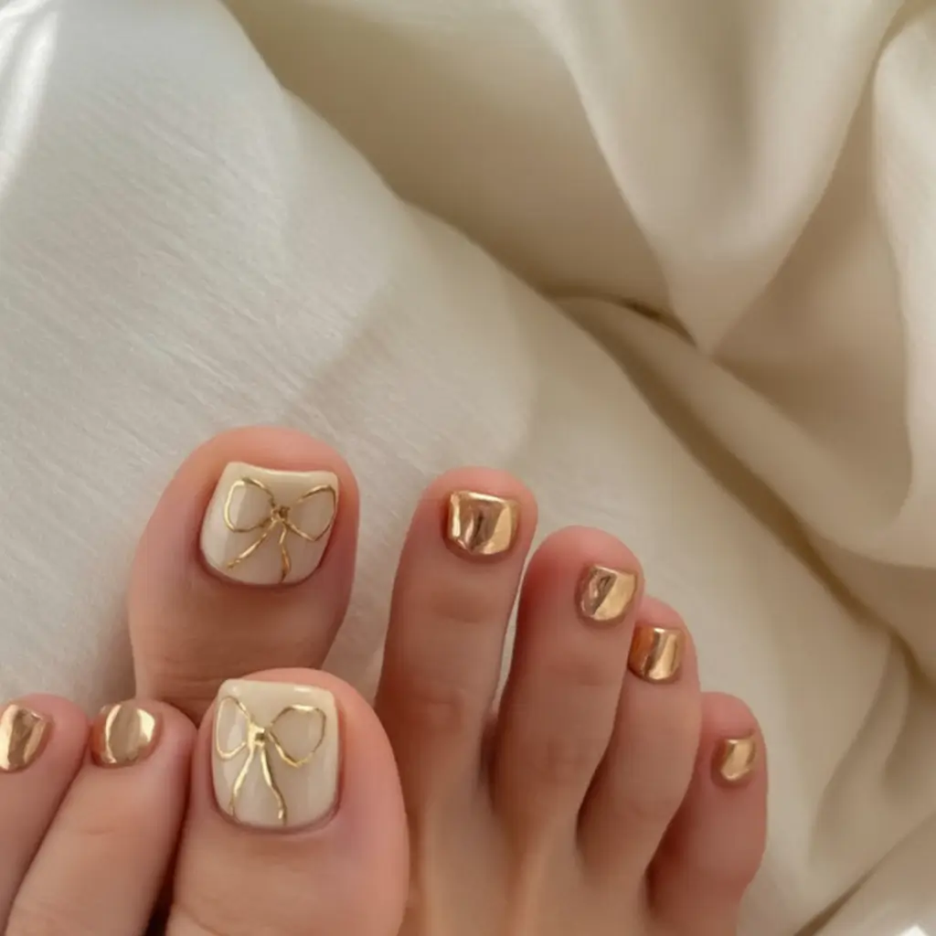 June 2025 Toes with Style Metallic Bows & Cream Gloss