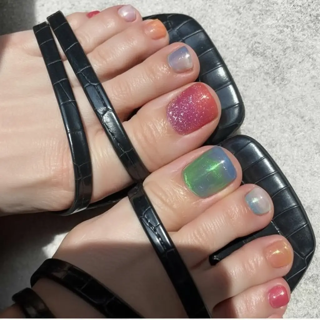 June 2025 Toes with Style Holographic Rainbow Dream