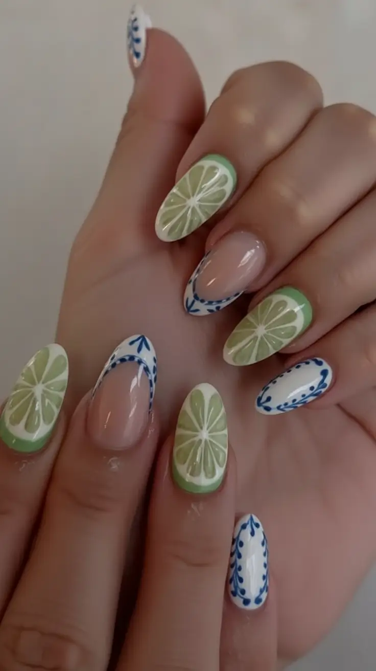Lemon Nail Vibes for Summer 2025 Lime Art With Porcelain Accent