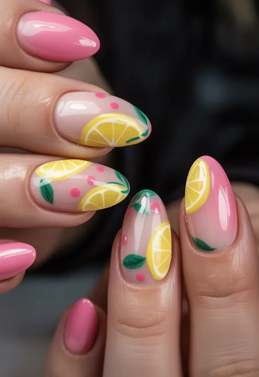 Lemon Nail Vibes for Summer 2025 Pink Lemonade Fantasy