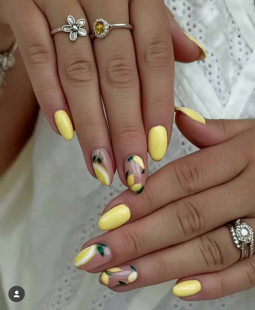 Lemon Nail Vibes for Summer 2025 Soft Citrus Meets Sunshine Yellow