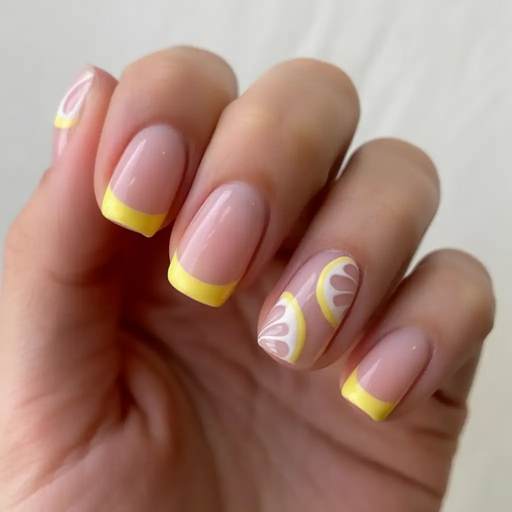 Lemon Nail Vibes for Summer 2025 Minimalist French With A Citrus Wink