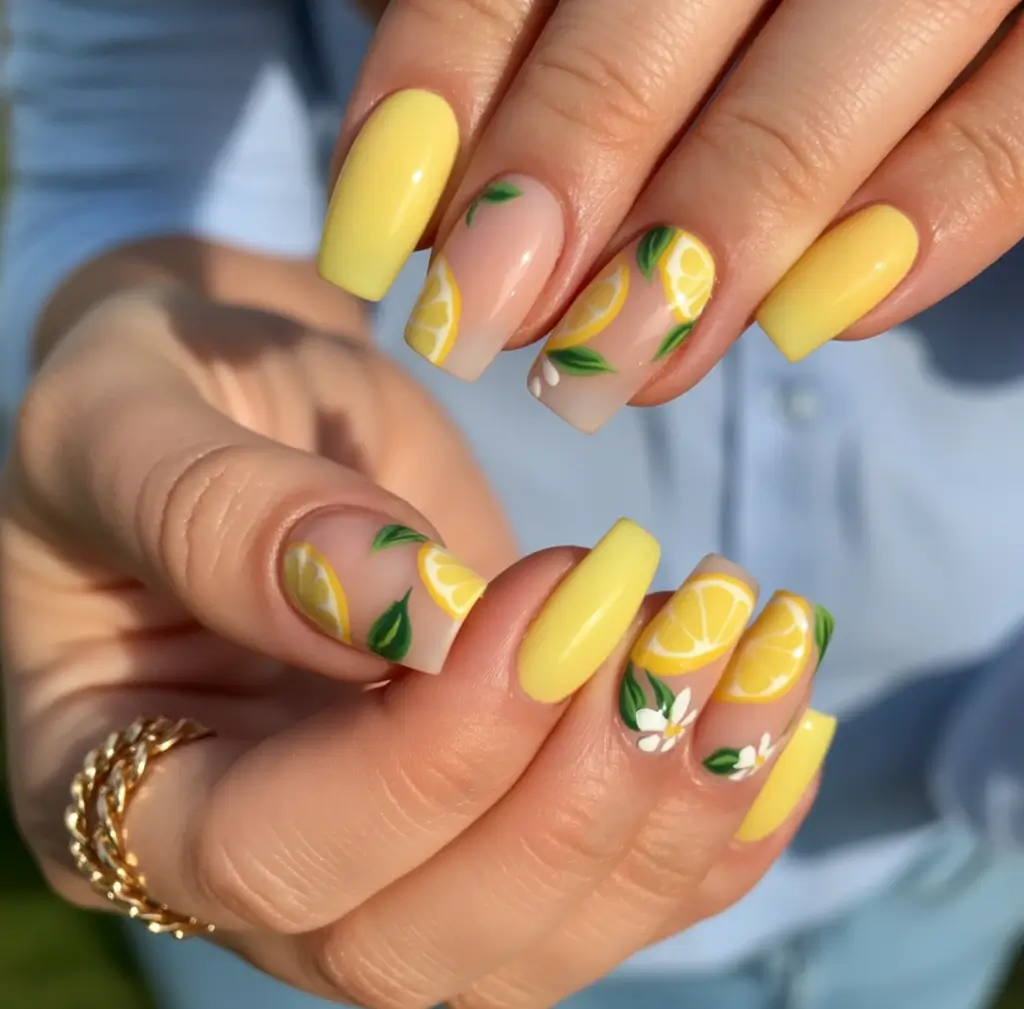 Lemon Nail Vibes for Summer 2025 Lemon Garden Meets Daisy Dream