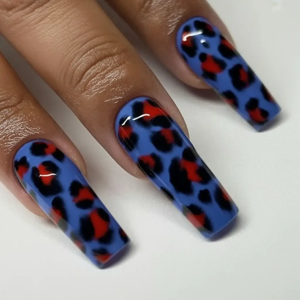 Long Summer Nails for 2025 Glow Electric Leopard Energy