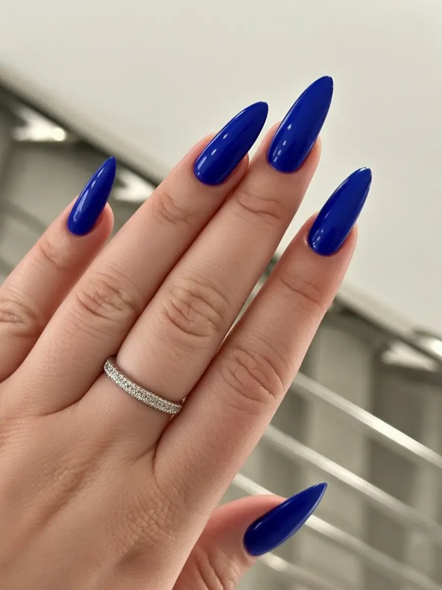 Long Summer Nails for 2025 Glow Bold Royal Blue for a Cool Girl Summer