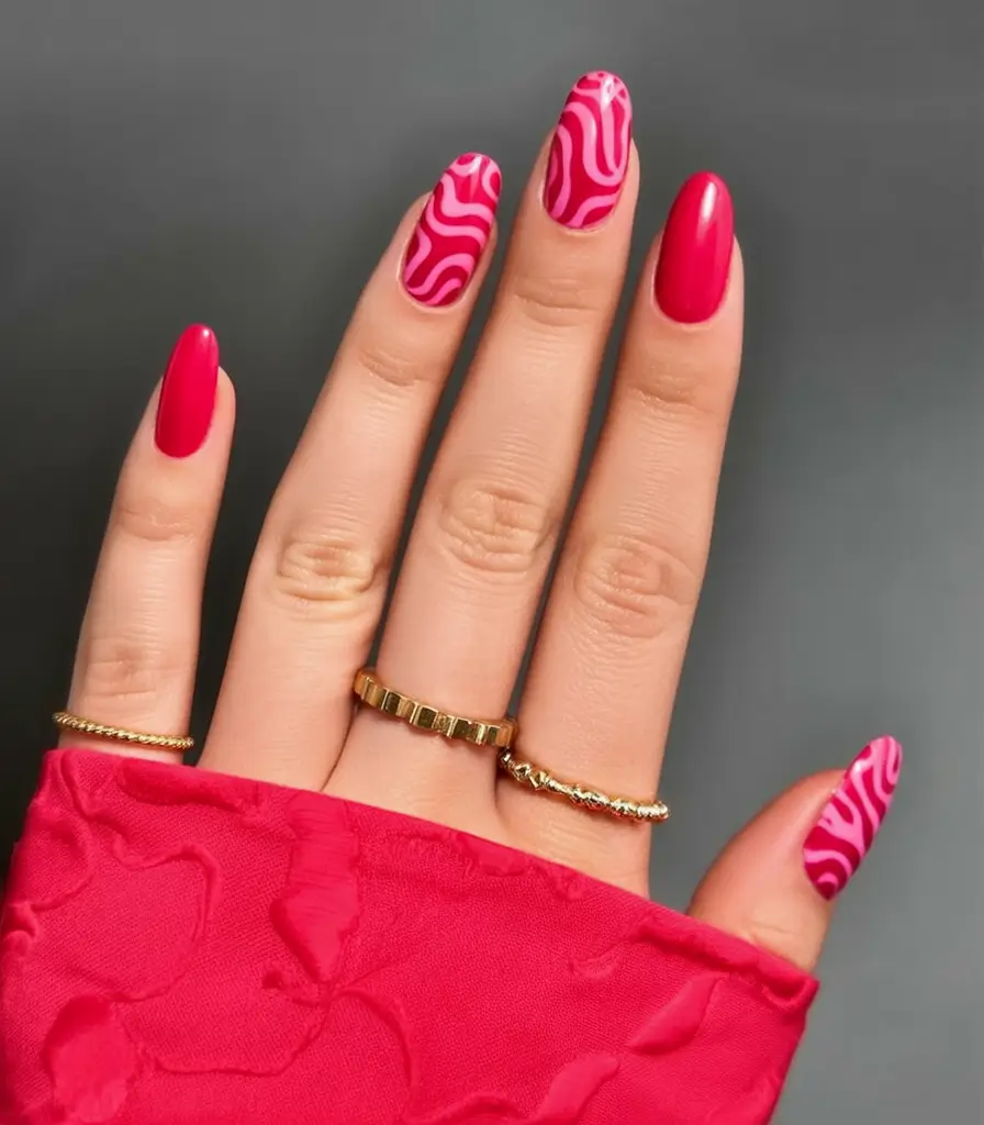 Long Summer Nails for 2025 Glow Hot Pink Meets Pop Art Swirls