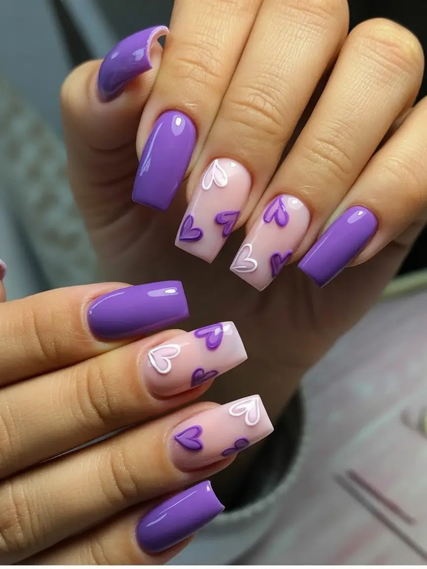 Long Summer Nails for 2025 Glow Lavender Heartbeat Romance