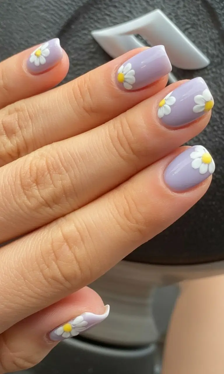 nail inspo for summer 2025 Lilac Daisy Days