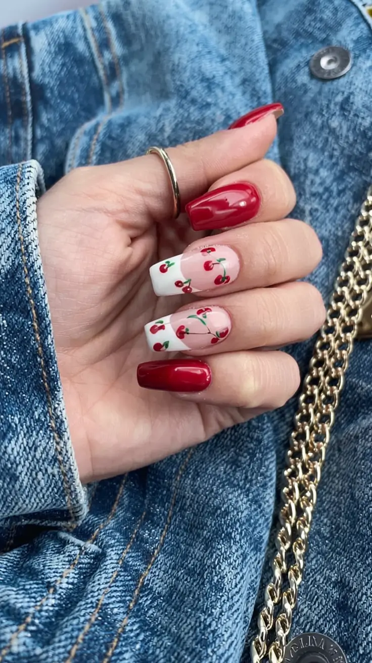 Nail Inspo for Summer 2025 Cherry French with Summer Chic