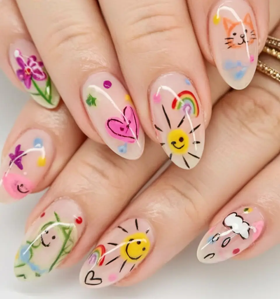nail inpso for summer 2025 Cheerful Summer Doodles