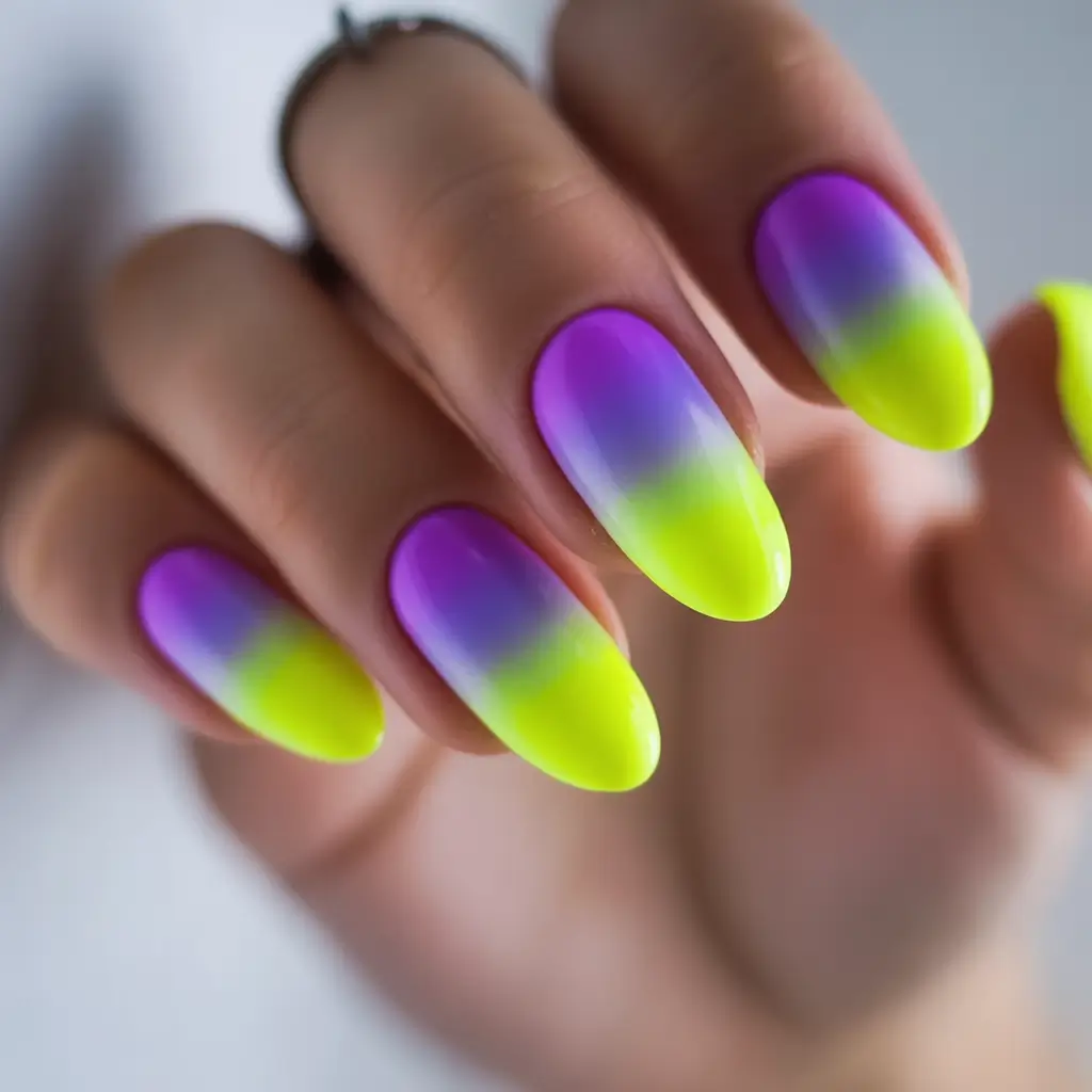 Neon Nails That Pop in 2025 Ultraviolet Lemon Fade