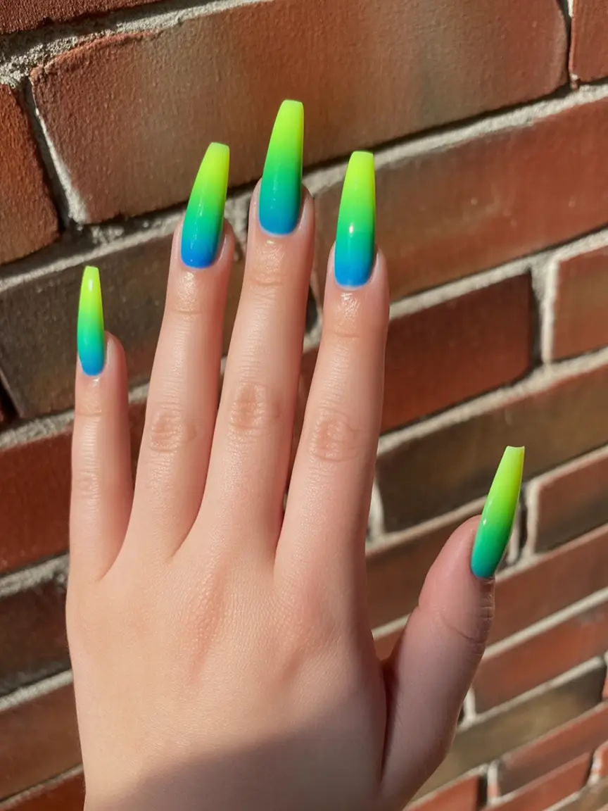 Neon Nails That Pop in 2025 Ocean Acid Vibe