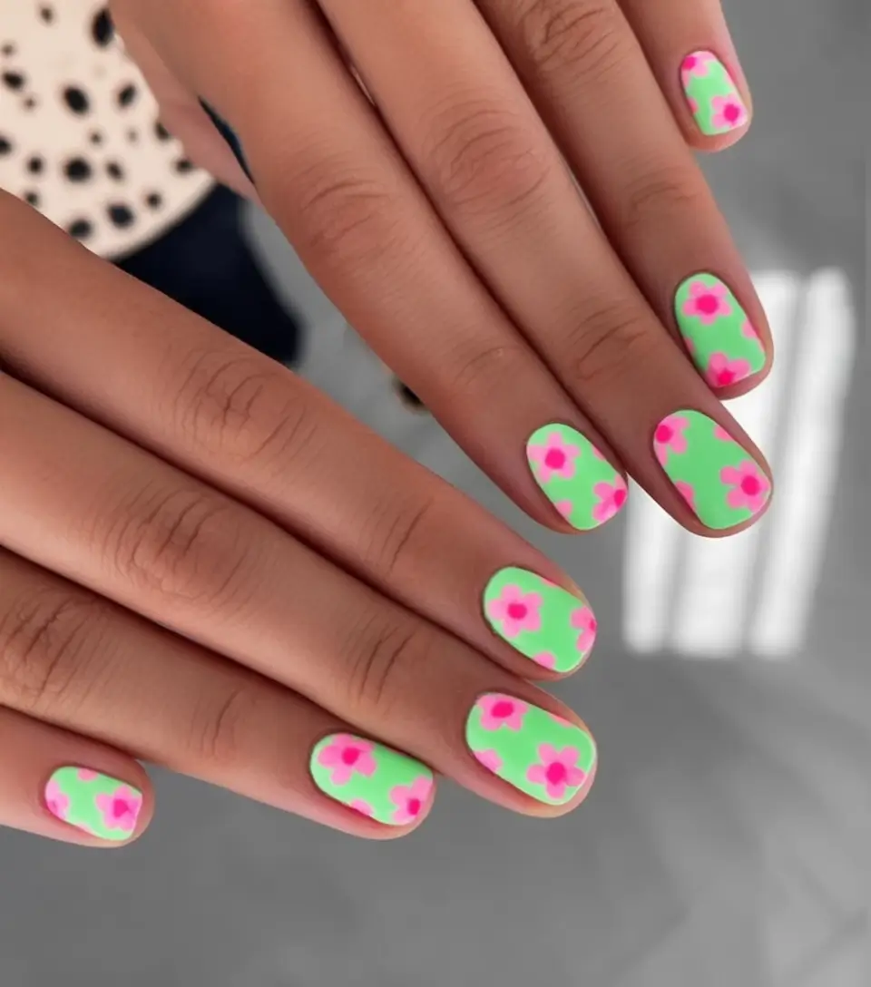 Neon Nails That Pop in 2025 Pastel Floral Pop