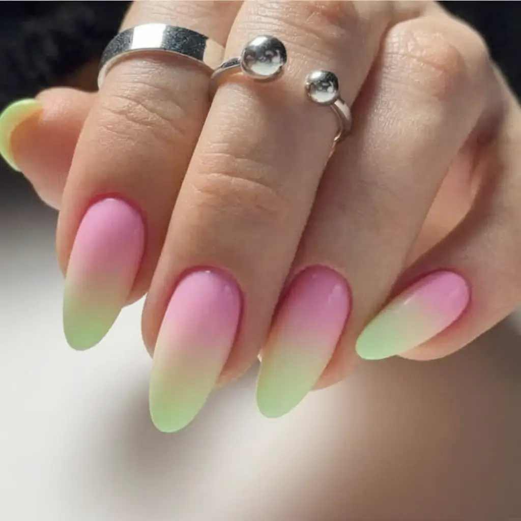 Ombre Looks for Summer 2025 Soft Neon Dip in Pink & Mint
