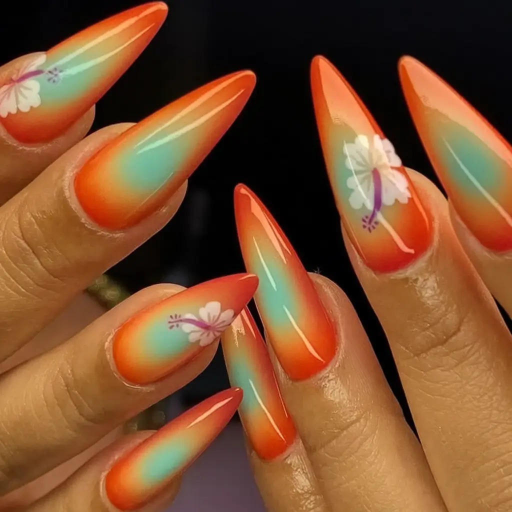Ombre Looks for Summer 2025 Tropical Bloom Pointed Tips