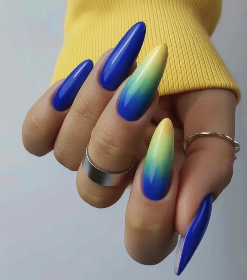 Ombre Looks for Summer 2025 Ocean Sunrise Blend in Royal and Yellow