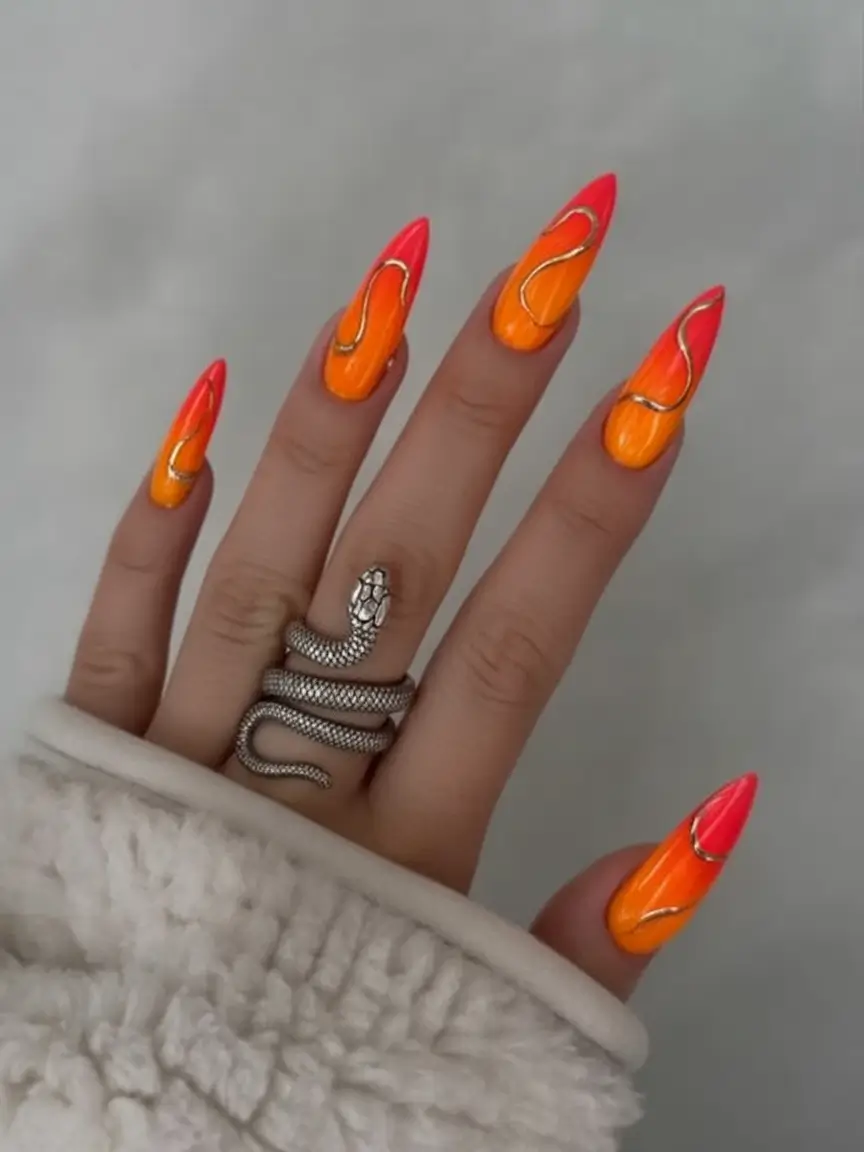 Ombre Looks for Summer 2025 Hot Flame Swirls: Orange & Pink Neon with a Twist
