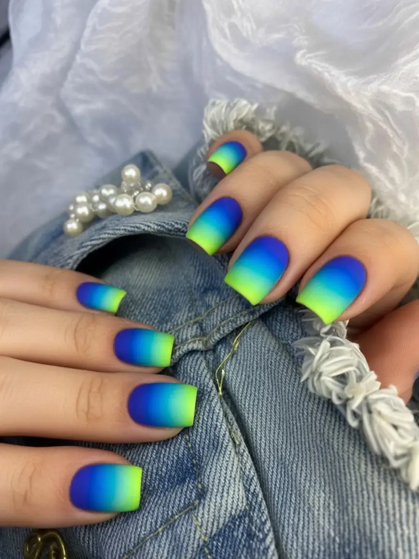 Ombre Looks for Summer 2025 Electric Jungle: Matte Gradient with Neon Pop