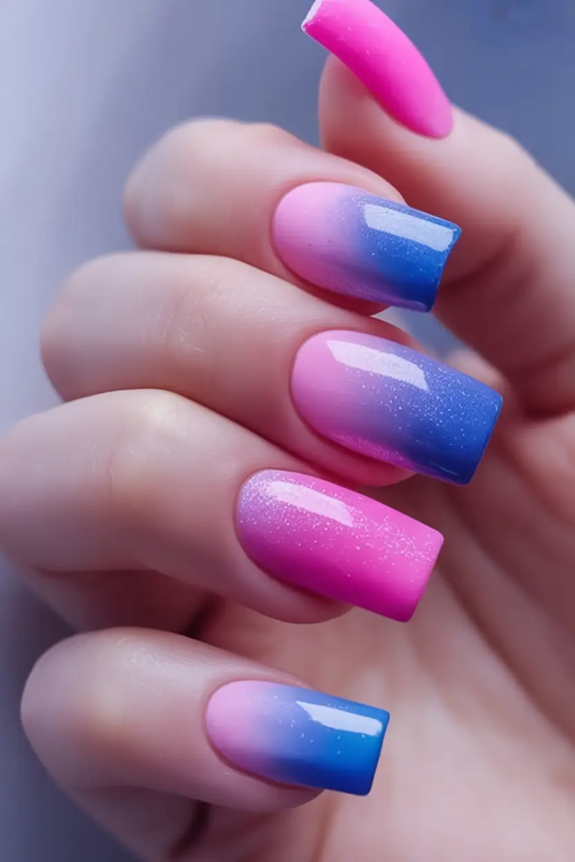 Ombre Looks for Summer 2025 Starburst Shine: Pink Meets Sky in Glitter Fade