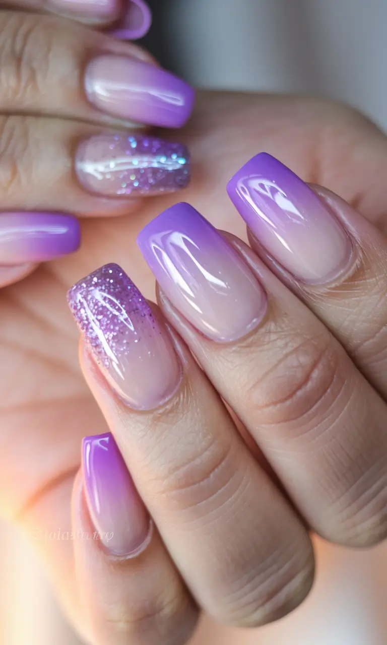Ombre Looks for Summer 2025 Glazed Purple Sparkle Ombre