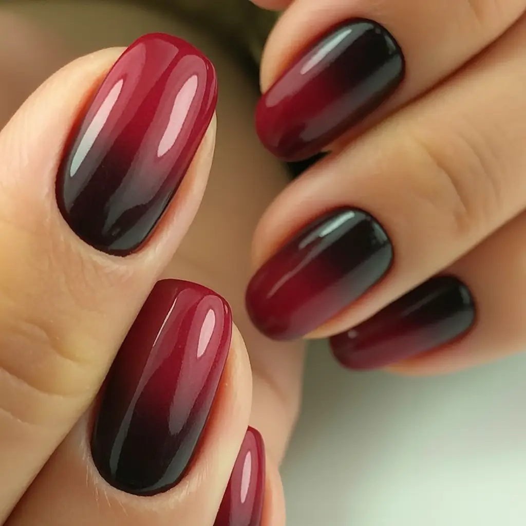Ombre nails made for summer 2025 Deep Wine Ombré With A Glossy Twist