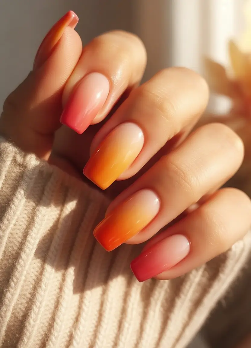 Ombre nails made for summer 2025 Golden Hour Ombre With A Burnt Edge