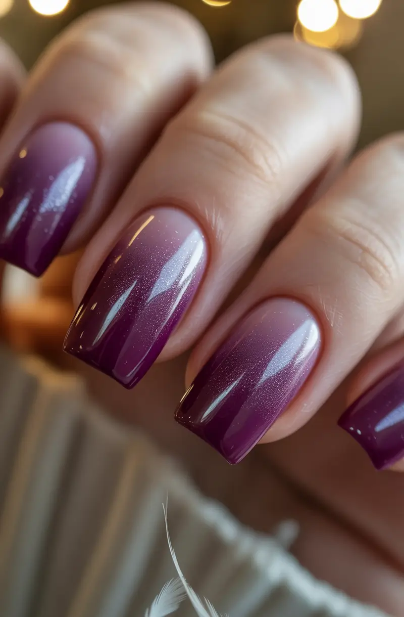 Ombre nails made for summer 2025 Sparkling Plum Ombré With Glitter Dust