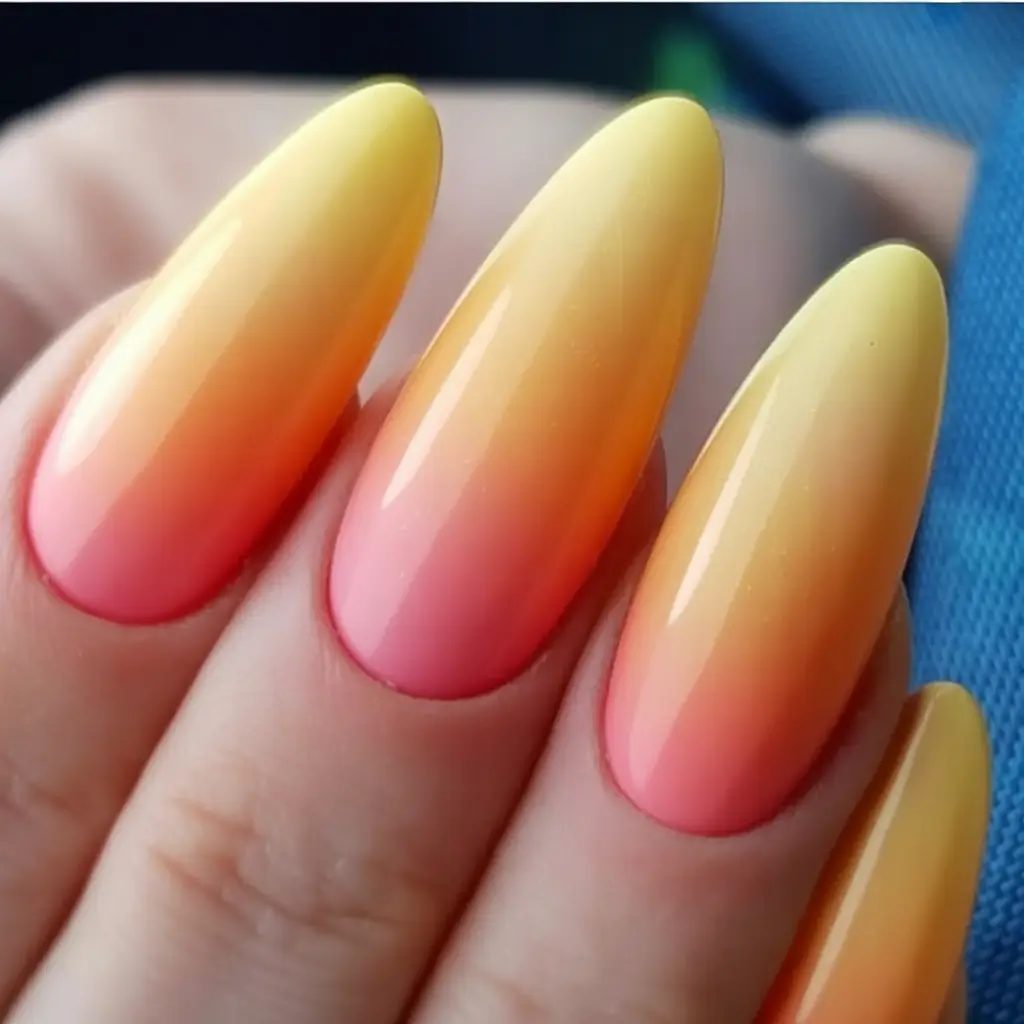 Ombre Nails Made for Summer 2025 Mango Lemonade Fade