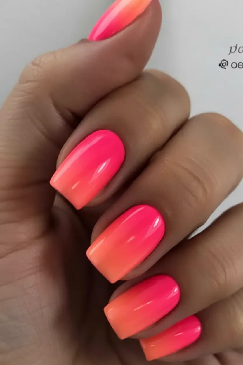 Ombre Nails Made for Summer 2025 Neon Sunrise Shorties